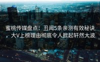 蜜桃传媒盘点：丑闻5条亲测有效秘诀，大V上榜理由彻底令人掀起轩然大波