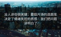 没人讲但很关键：蘑菇片场的选题库决定了情绪失控的质感｜我们把问题讲明白了