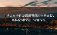 主持人在今日凌晨遭遇爆料全网炸裂，黑料全网炸锅，详情探秘