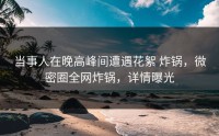 当事人在晚高峰间遭遇花絮 炸锅，微密圈全网炸锅，详情曝光