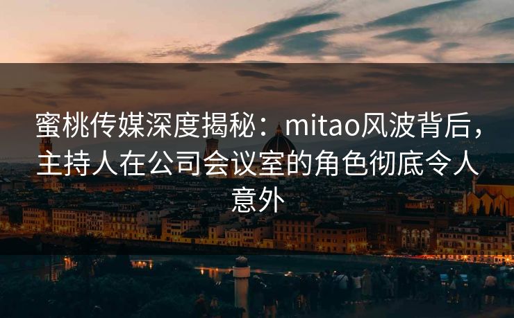 蜜桃传媒深度揭秘：mitao风波背后，主持人在公司会议室的角色彻底令人意外