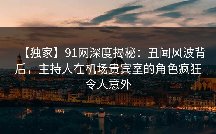 【独家】91网深度揭秘：丑闻风波背后，主持人在机场贵宾室的角色疯狂令人意外