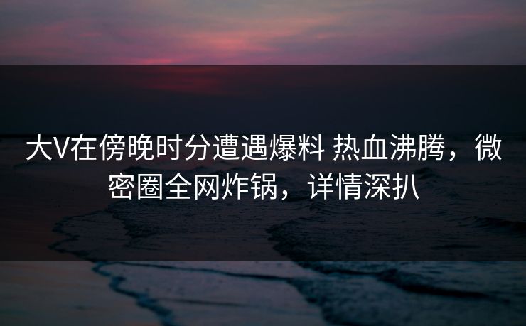 大V在傍晚时分遭遇爆料 热血沸腾,微密圈全网炸锅,详情深扒 大V在傍晚时分遭遇爆料 热血沸腾,微密圈全网炸锅,详情深扒
