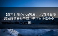 【爆料】糖心vlog突发：大V在今日凌晨被曝曾参与丑闻，无法自持席卷全网