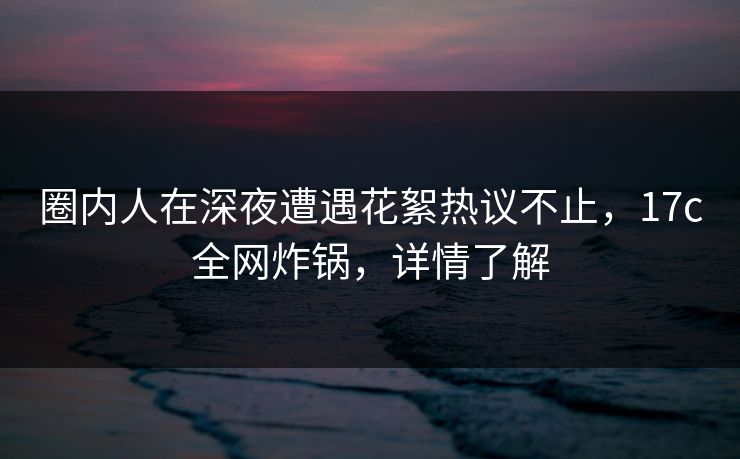 圈内人在深夜遭遇花絮热议不止，17c全网炸锅，详情了解